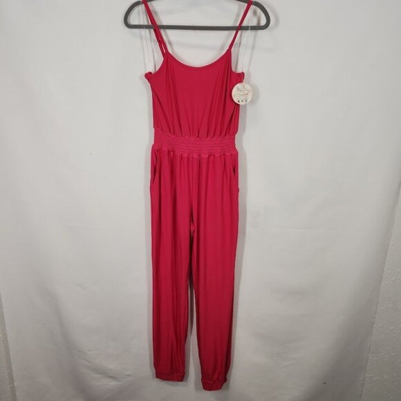 NWT Jolie & Joy‎ Smocked Waist Cami Jumpsuit - Magenta Size Medium - Picture 2 of 8